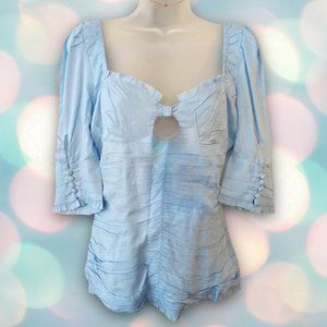 Venus Women’s Ruched Half Sleeve Keyhole Blouse Top Size 2